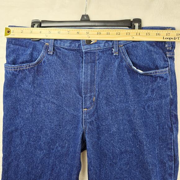 Vintage Calpia Caltrans Jeans Made In USA Zipper Fly Snap Reflective Size 36x32 - Picture 9 of 13